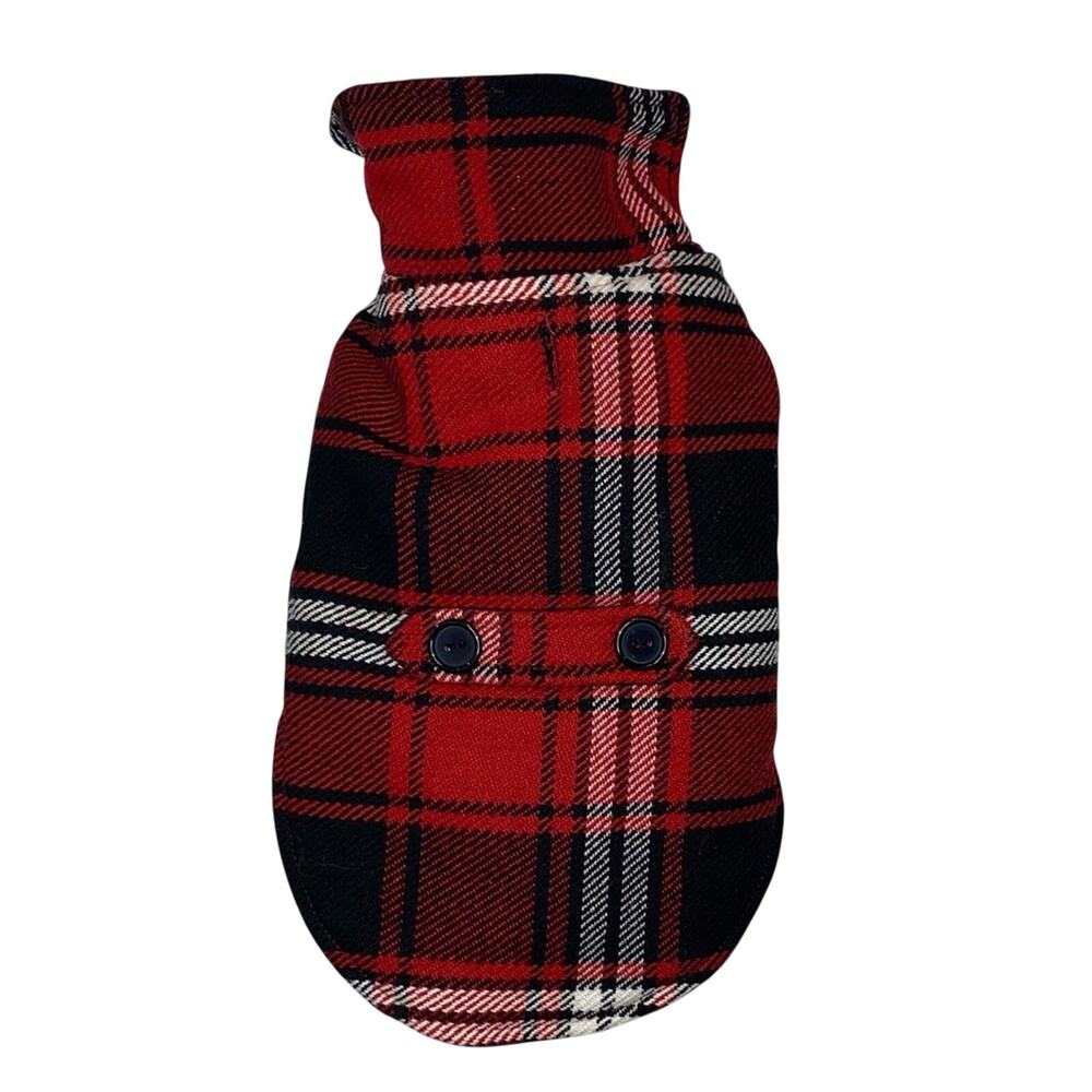 Simply Dog Plaid Dog Coat Small Red Tartan Jacket Holiday Pet Outfit